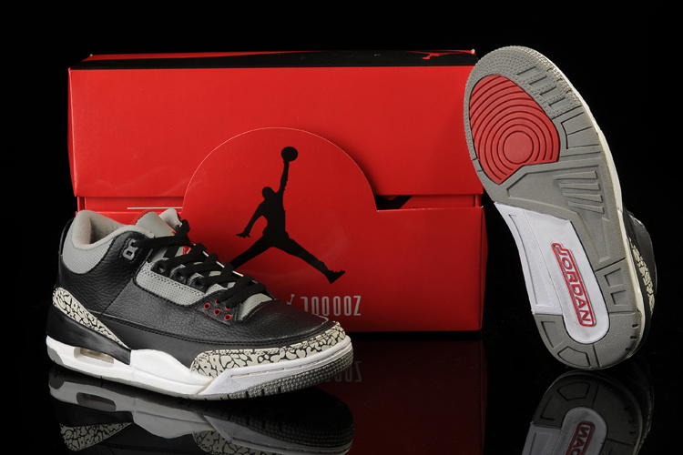 Air Jordan 3 Women Shoes Black/Gray Online